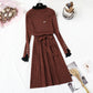 New French retro backing slim lace neck sweater skirt  2362