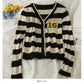 Striped single breasted cardigan long sleeved sweater for women  2061