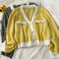 V-Neck long sleeved cardigan versatile sweater coat fashion  1736