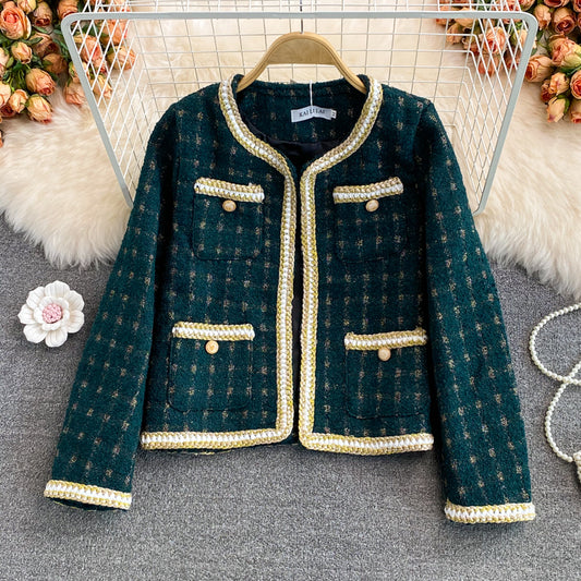 Manteau en tweed de célébrité haut de gamme léger et luxueux pour femme 1660