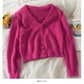 Sweater women's solid color versatile Plush low neck  1803