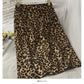 Hong Kong retro leopard print medium length high waist split one-step skirt  2662