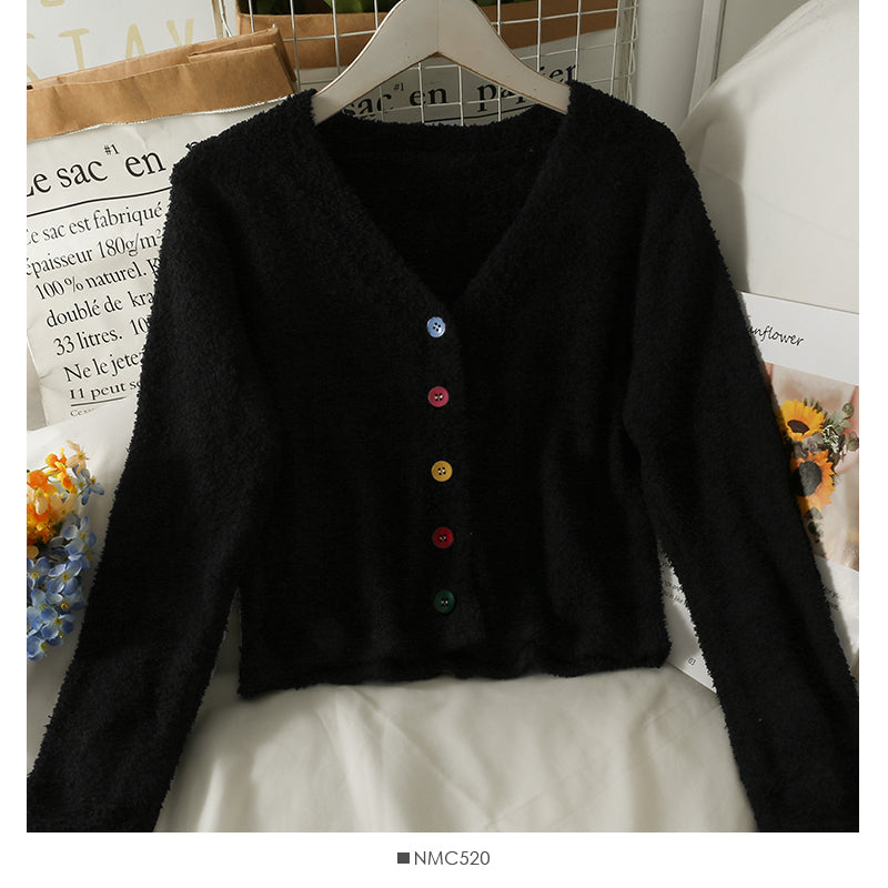 Sweater women's cardigan low neck slim long sleeve granular top  2018
