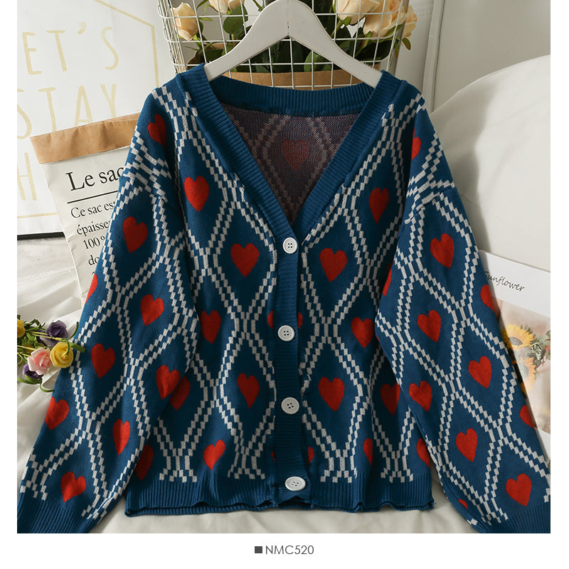 Hong Kong Style Vintage diamond check single breasted cardigan sweate  1946