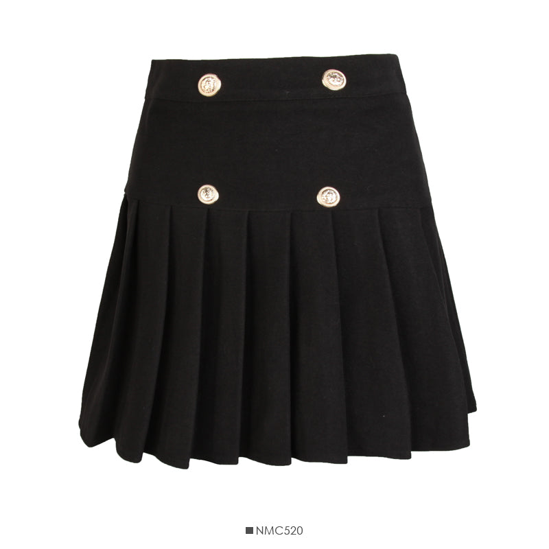 Versatile high waist slim tweed A-line skirt  2492