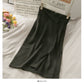 Korean retro waist closed to show thin solid color versatile skirt for women  2659