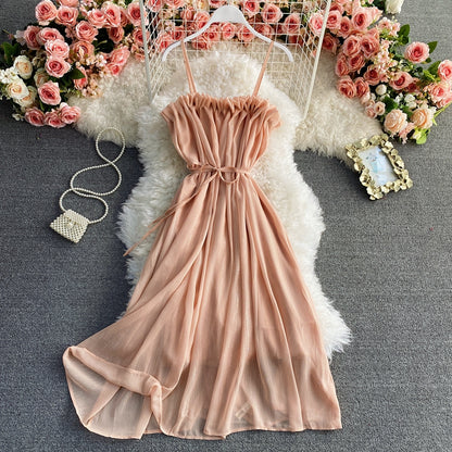 Chiffon strapless dress gentle wind skirt  3036