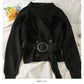 French niche design cross V-Neck long sleeve sweater  1972