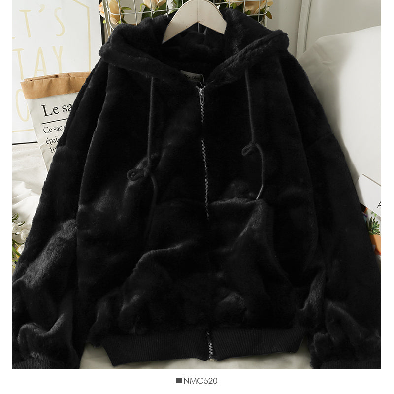 Versatile thickened Hoodie Korean drawstring lace up loose top  2117