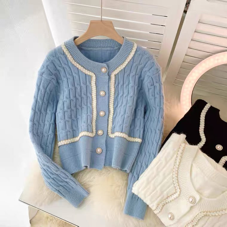 New style, small sweet socialite wind, temperament, slim short, twist sweater, coat cardigan  1450