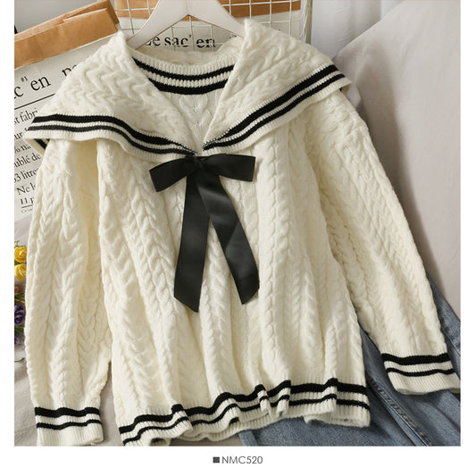 Pullover Damen Herbst lockerer und dünner Leinenmusterpullover 1896