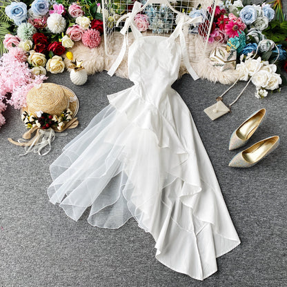 Strapsrock weißes rückenfreies Kleid 2875