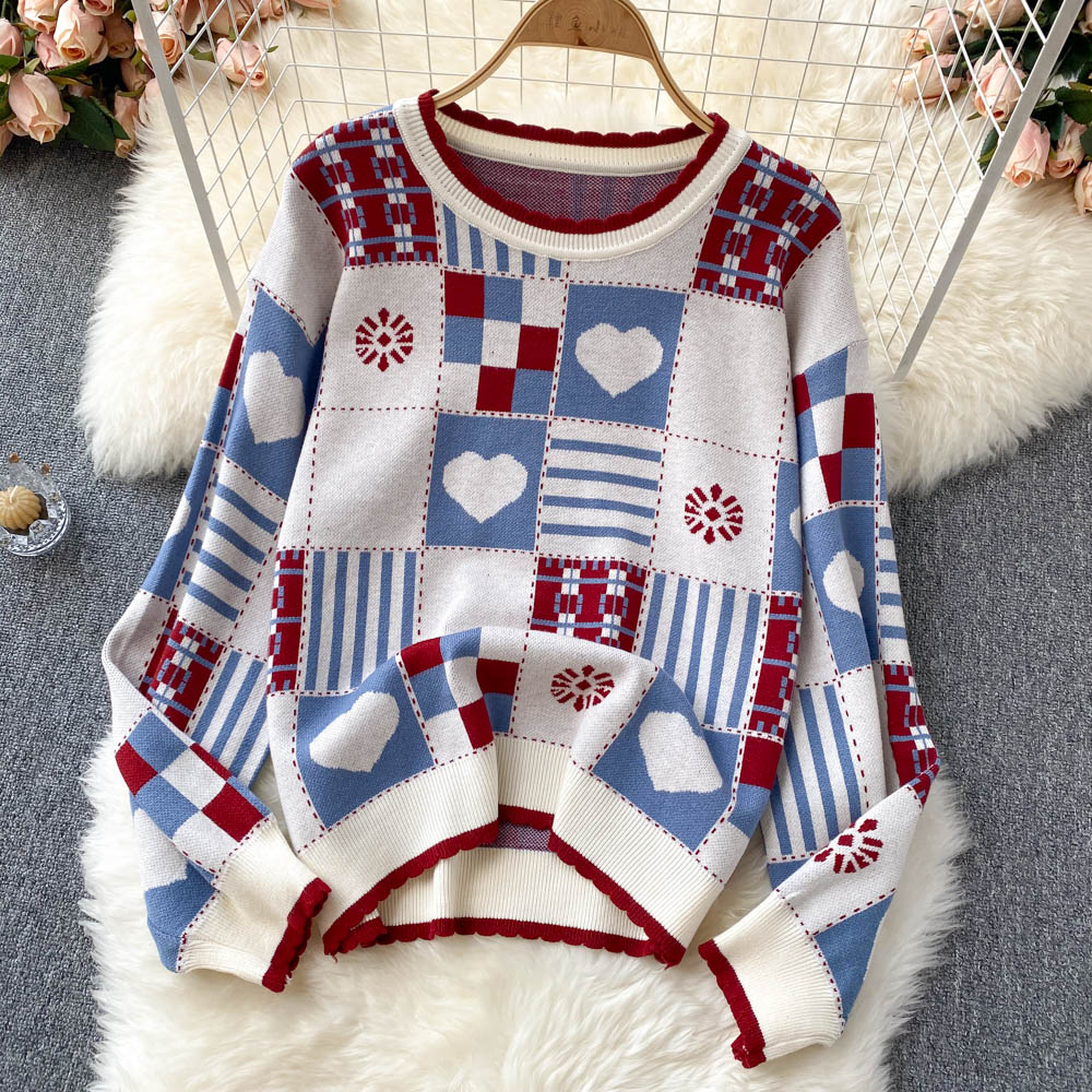 Süßer Strickpullover mit langen Ärmeln 1474