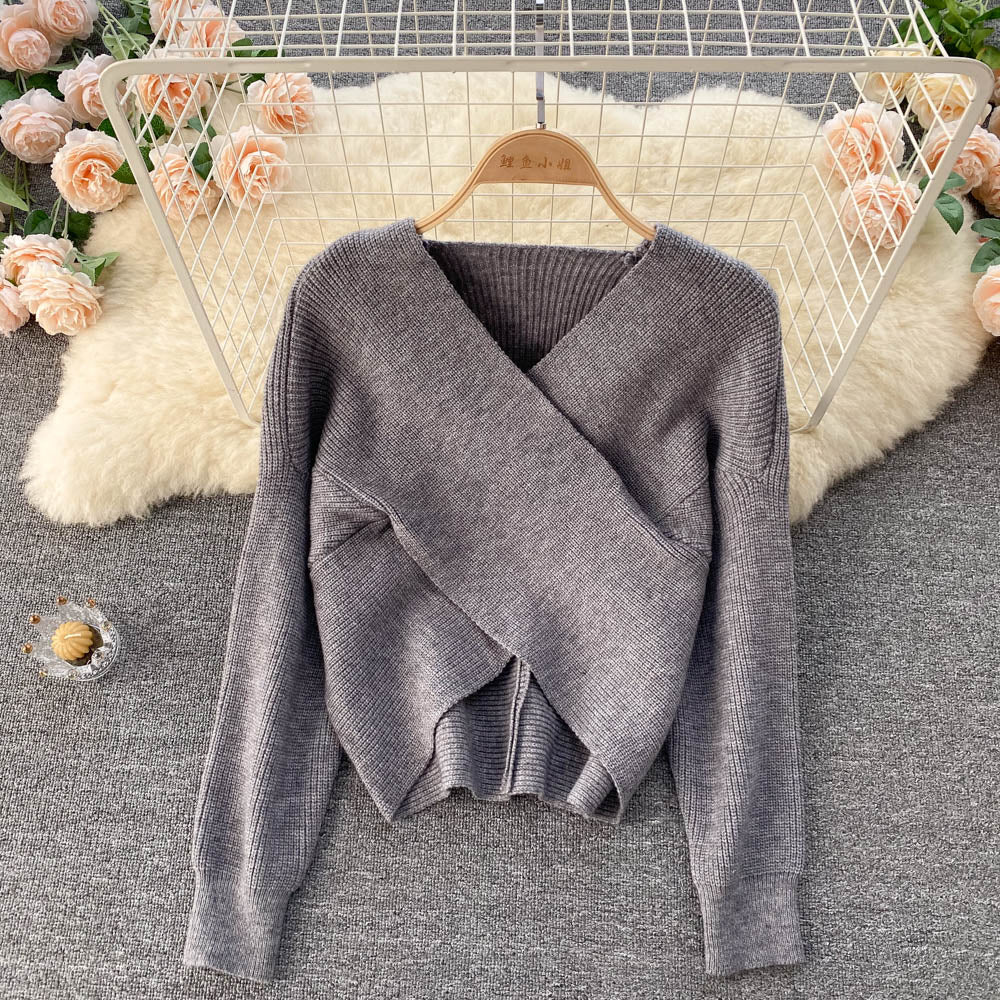 Sweet temperament V-Neck Sweater women's Pullover fashion sweater  1625