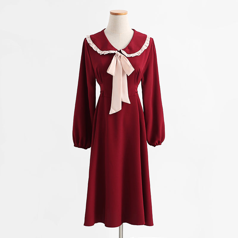 Long sleeved dress age reducing slim temperament fairy skirt bottomed skirt  2199