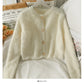 Sweater crew neck single breasted long sleeved top Plush crew neck sweater  1965