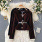 Top short velvet foreign style shirt  1501