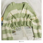 Korean stripe short loose thin hooded long sleeved sweater  1939