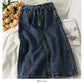 Han Fan simple and versatile solid medium length denim skirt  2534
