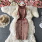 Slim Plaid buttock knit dress one step skirt  2755