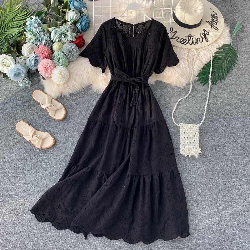 Super fairy sweet skirt waist Ruffle Dress large swing skirt long skirt  3132