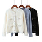 Pull cardigan à boutons nacrés pour robe femme avec petit parfum et design torsadé 1350