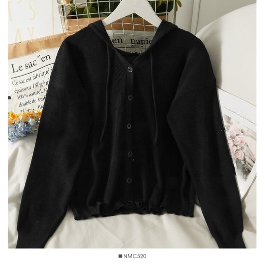 Schlanke Pulloverjacke mit Kordelzug und Kapuze Damen 1791
