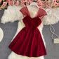 Solid color strapless dress is slim  2788