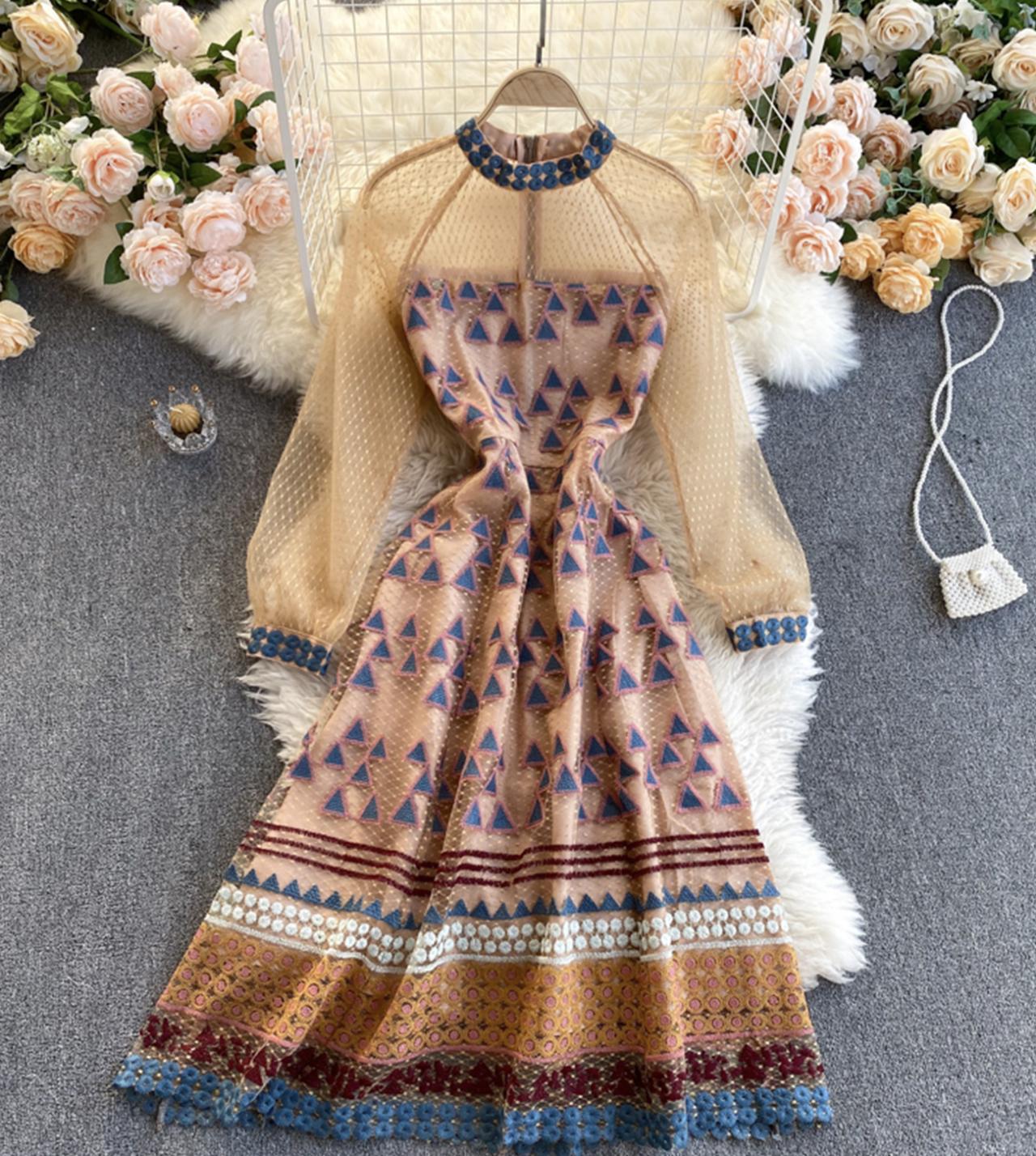 High quality A line long sleeve dress  1304