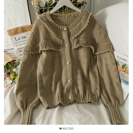 Pullover Damen Rundhals Einreiher Langarm Pullover 1893