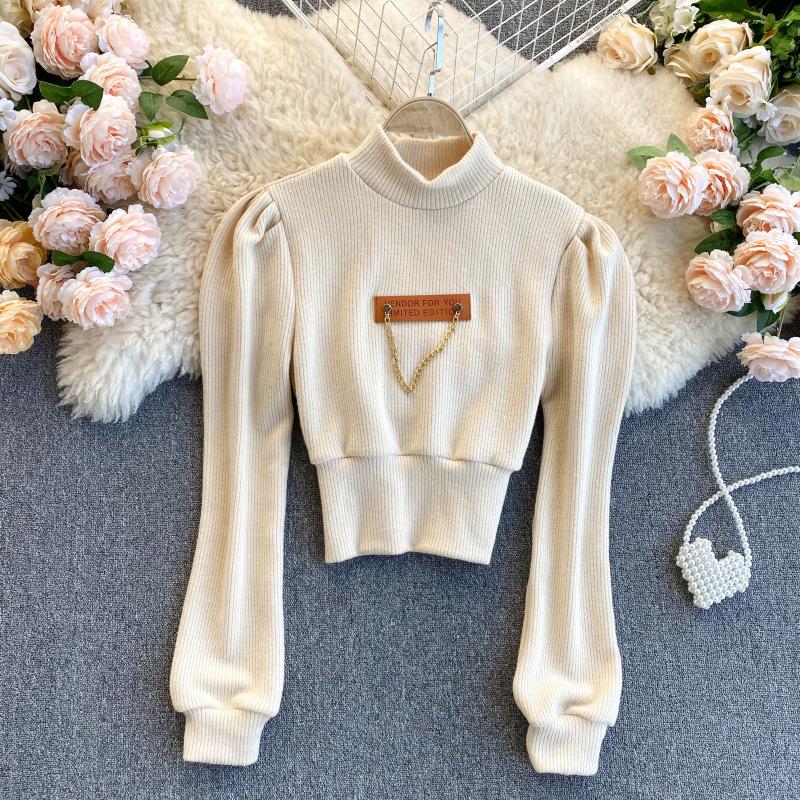 Vielseitiger Pullover Damen Koreanischer Slim Design Kettenpullover 1578