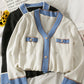 Han Fan stitched three button cardigan long sleeve sweater female  1820