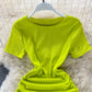 Sexy drawstring temperament slim round neck tight buttock dress  2777