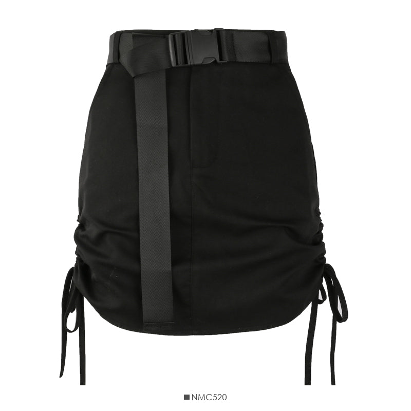 High waist slim drawstring pleated Hip Wrap Skirt  2565