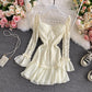 Lace patchwork Ruffle Dress flare sleeve  3285