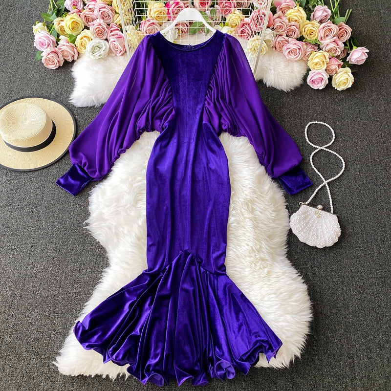 Long skirt with narrow waist and hip and fishtail  2879
