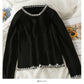 Slim and slim round neck sweater top women's new color matching bottom shirt  2040
