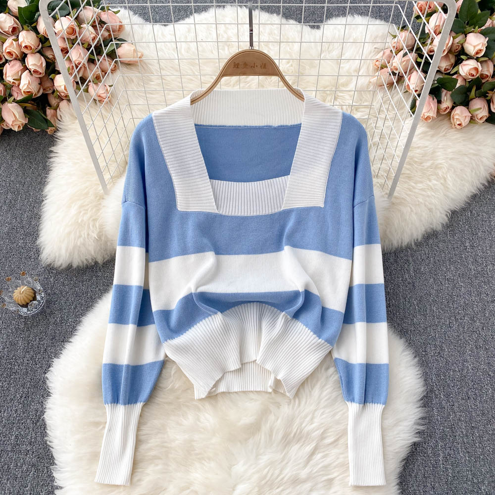 Langärmliger Pullover mit Retro-Streifen im Hongkong-Stil Pullover Sweater 1627