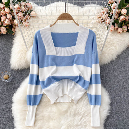 Langärmliger Pullover mit Retro-Streifen im Hongkong-Stil Pullover Sweater 1627