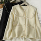 Weicher, lockerer Mantel, femininer, vielseitiger, langärmliger Pullover 1798