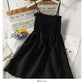 Korean wrinkled fungus side high waist thin dress for women  2686