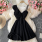Slim slant neck off shoulder dress fluffy skirt  3200