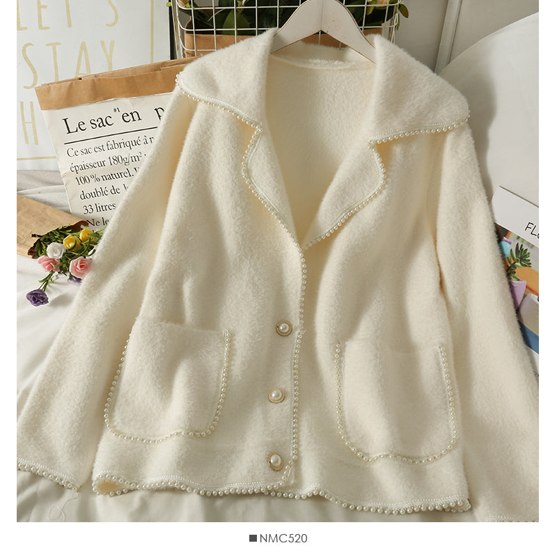Loose coat women's autumn winter suit collar long sleeved sweater  2052