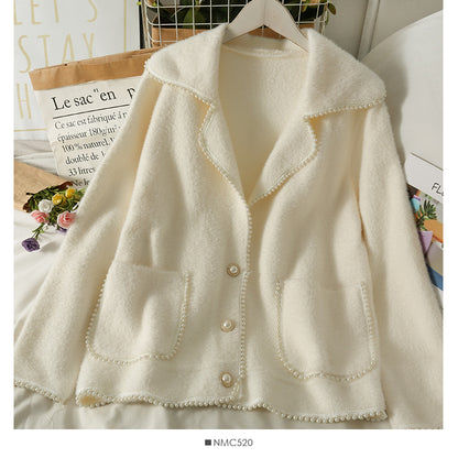 Loose coat women's autumn winter suit collar long sleeved sweater  2052