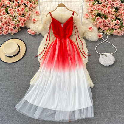 Schulterfreies Netzkleid mit V-Ausschnitt, großer Swingrock 2906