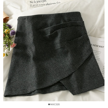 Korean retro pleated slim skirt with high waist and buttocks  2567