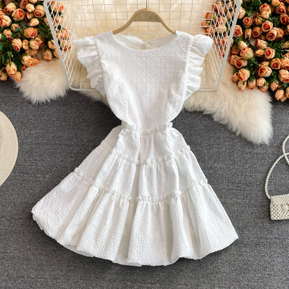 Vintage Aging Kleid mit Fliegenärmeln 3347