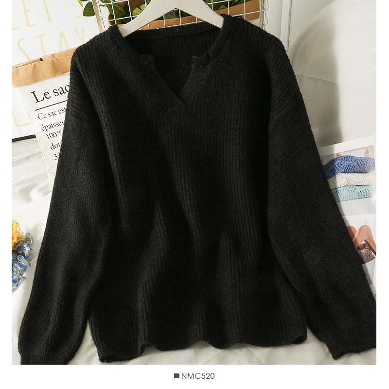 Koreanische Version des dünnen, mittleren und langen einfarbigen Pullovers für Frauen von 1786
