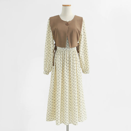 Age reduction fashion two-piece suit skirt shows thin floral skirt  2209