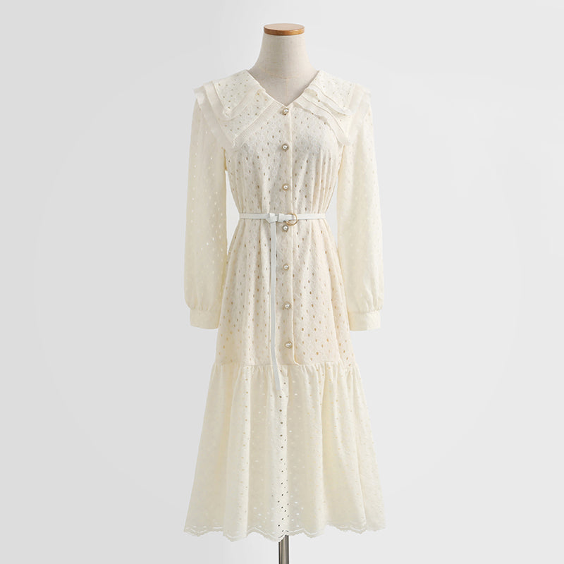 White lace dress with slim waist fairy skirt  2217
